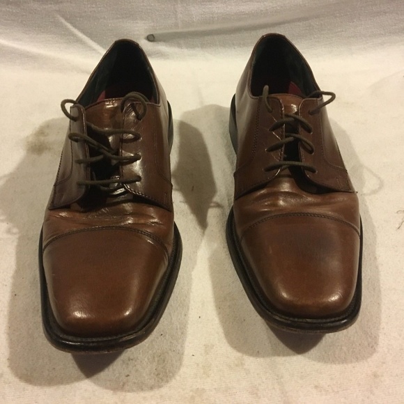 sz9D MEN\'S BOSTONIAN AUTHENTIC LEATHER LACE UP DRESS CAP TOE SHOES NM 02282 main image 5